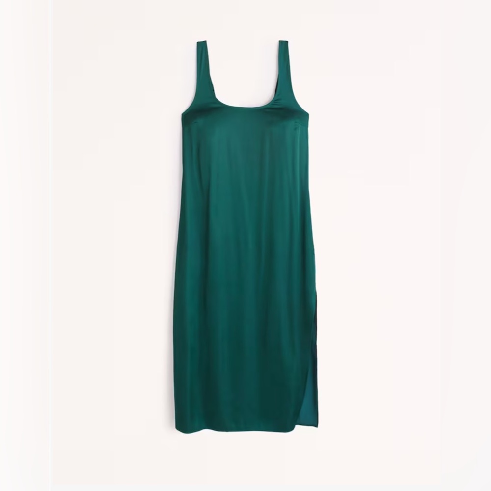 A&F emerald green satin slip dress